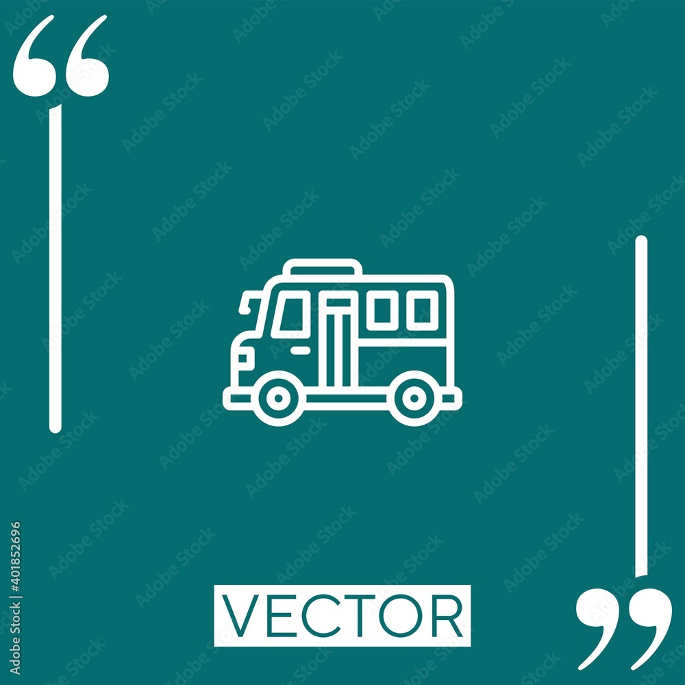 Poster school bus vector icon linear icon. editable stroked line