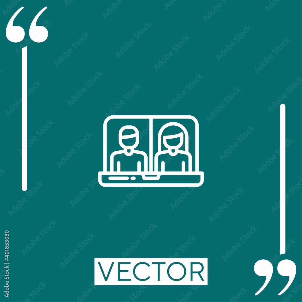 Poster video call vector icon linear icon. editable stroked line