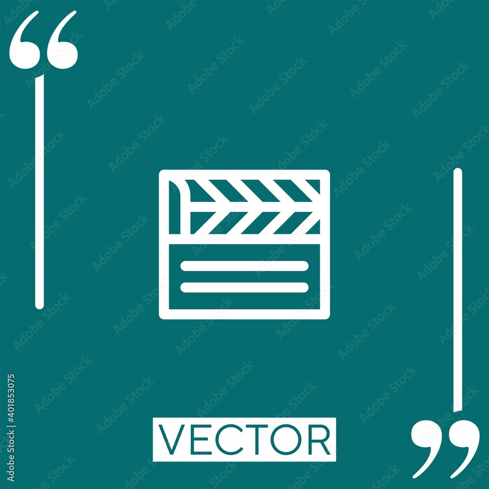 Poster clapperboard vector icon linear icon. editable stroked line