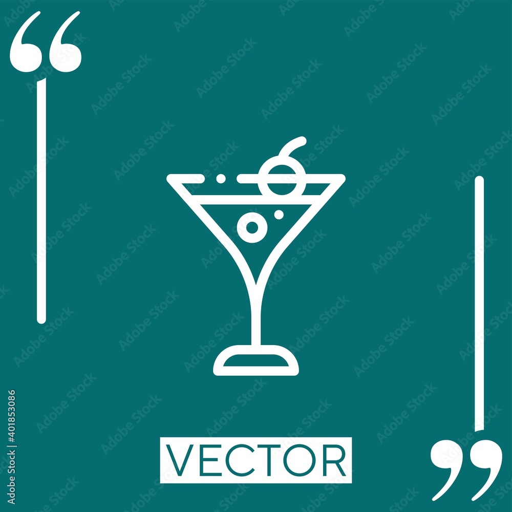 Poster cocktail vector icon linear icon. editable stroked line
