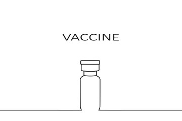 Ampoule with vaccine vector illustration. Population vaccination concept. Vaccine text