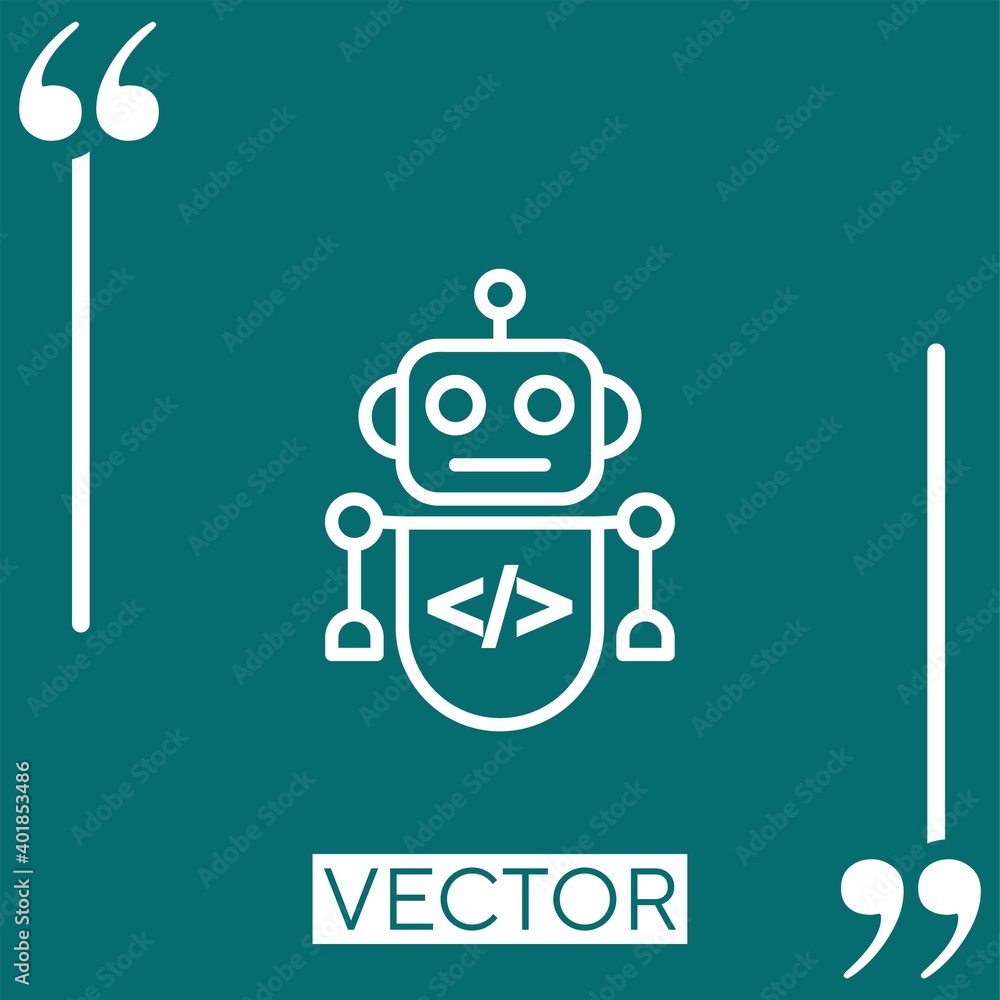 Poster robot vector icon linear icon. editable stroked line