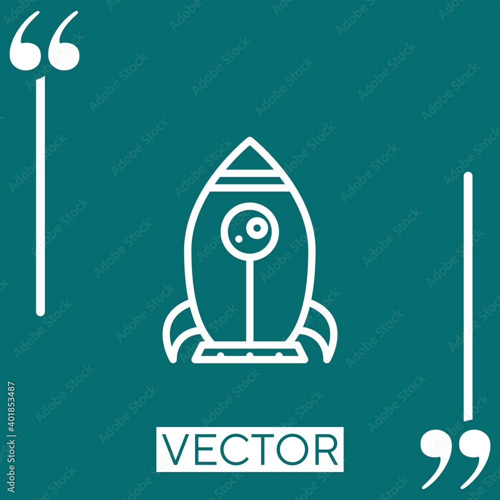 Poster rocket vector icon linear icon. editable stroked line