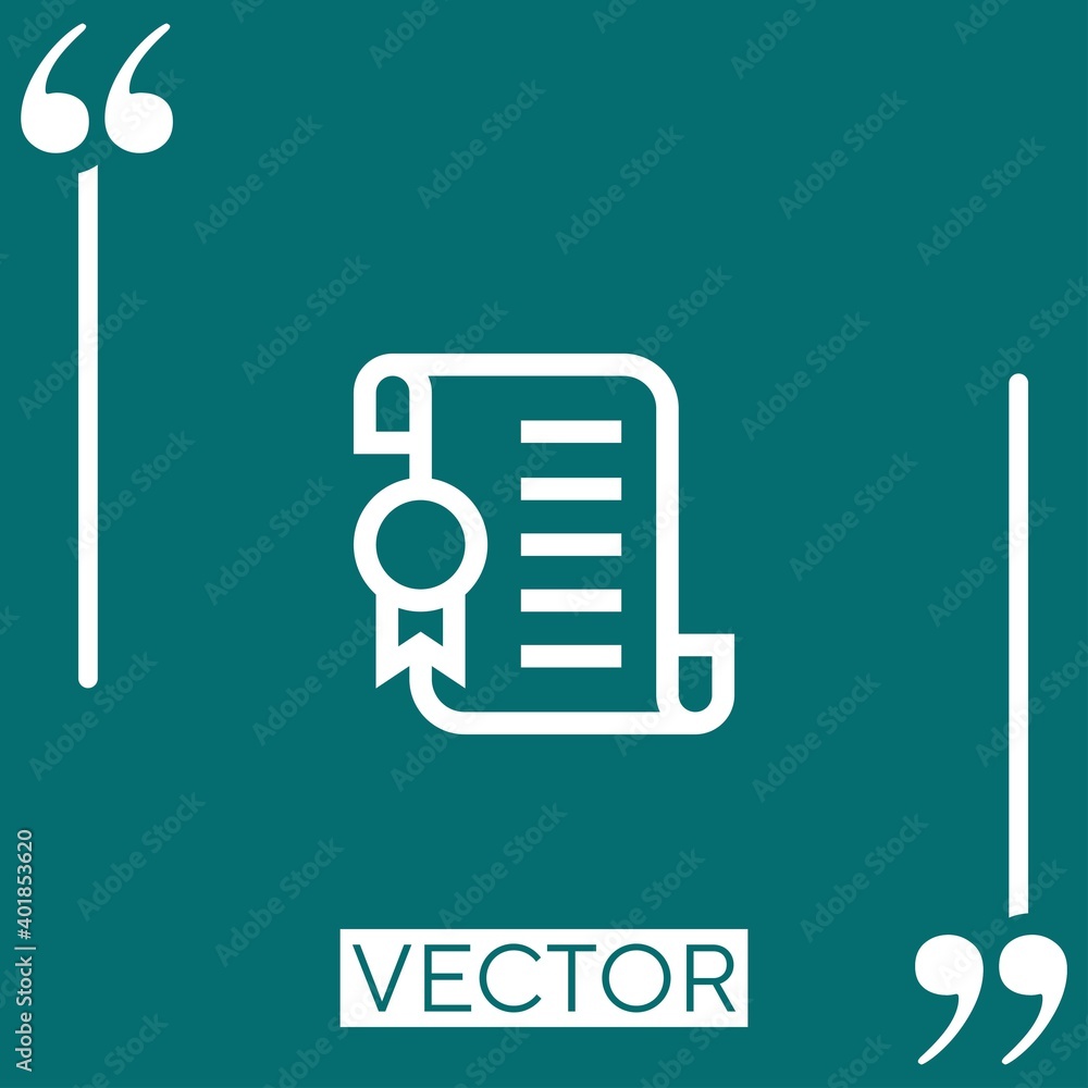 Poster certification vector icon linear icon. editable stroked line