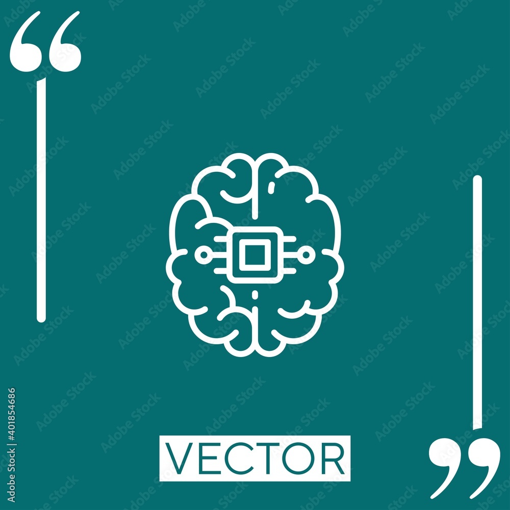 Poster brain linear icon. editable stroke line