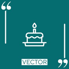 birthday cake with candle Linear icon. Editable stroke line