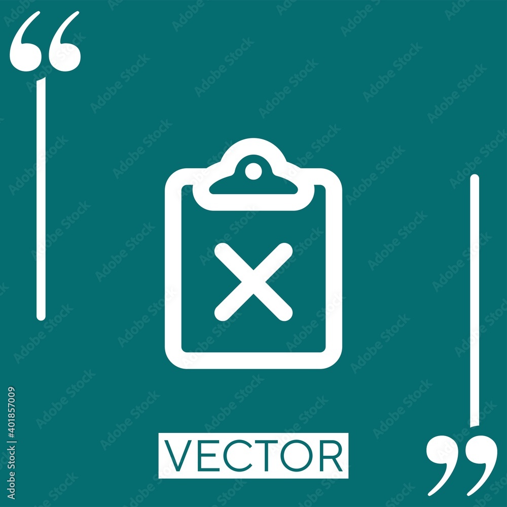 Poster clipboard delete button linear icon. editable stroke line