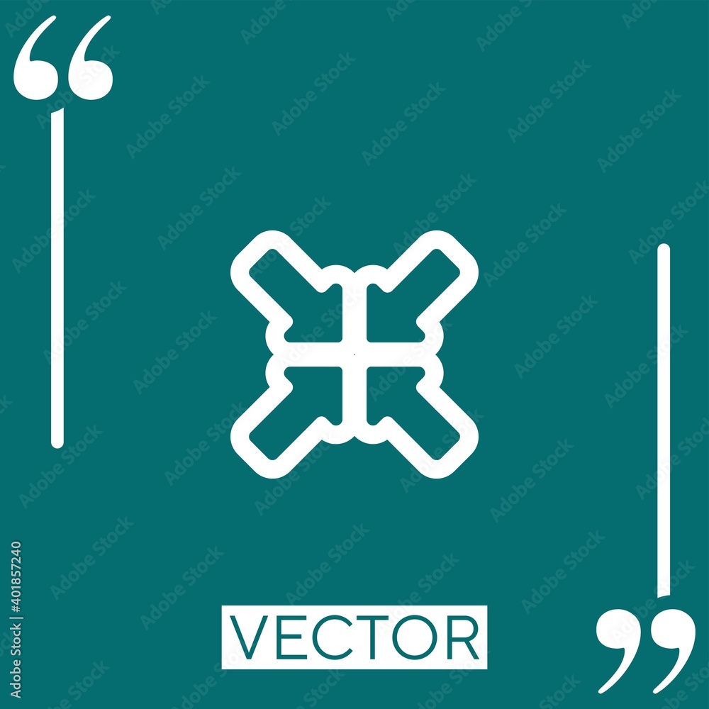 Poster collapsing four arrows interface button outline linear icon. editable stroke line