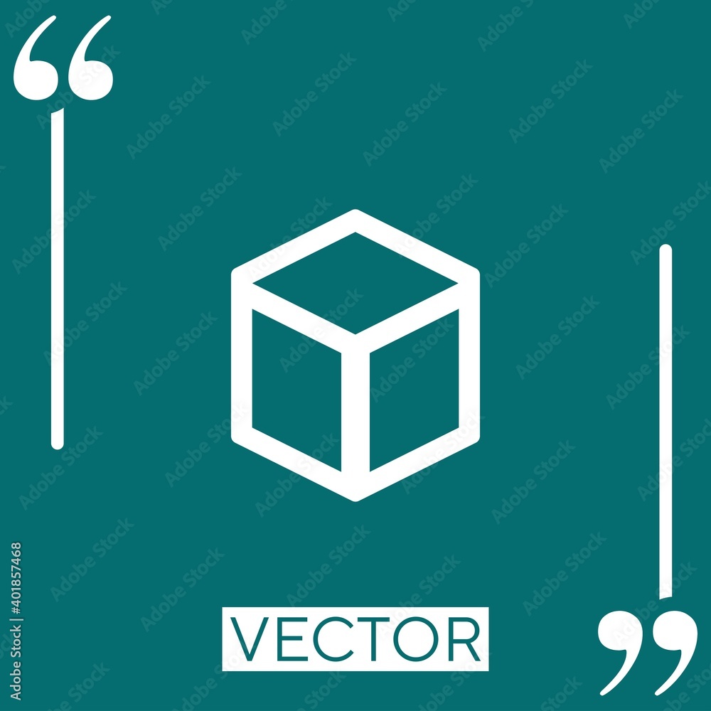 Poster cube outlined geometrical shape linear icon. editable stroke line