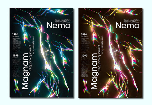 Trendy Abstract Iridescent Holographic Poster Layout Design