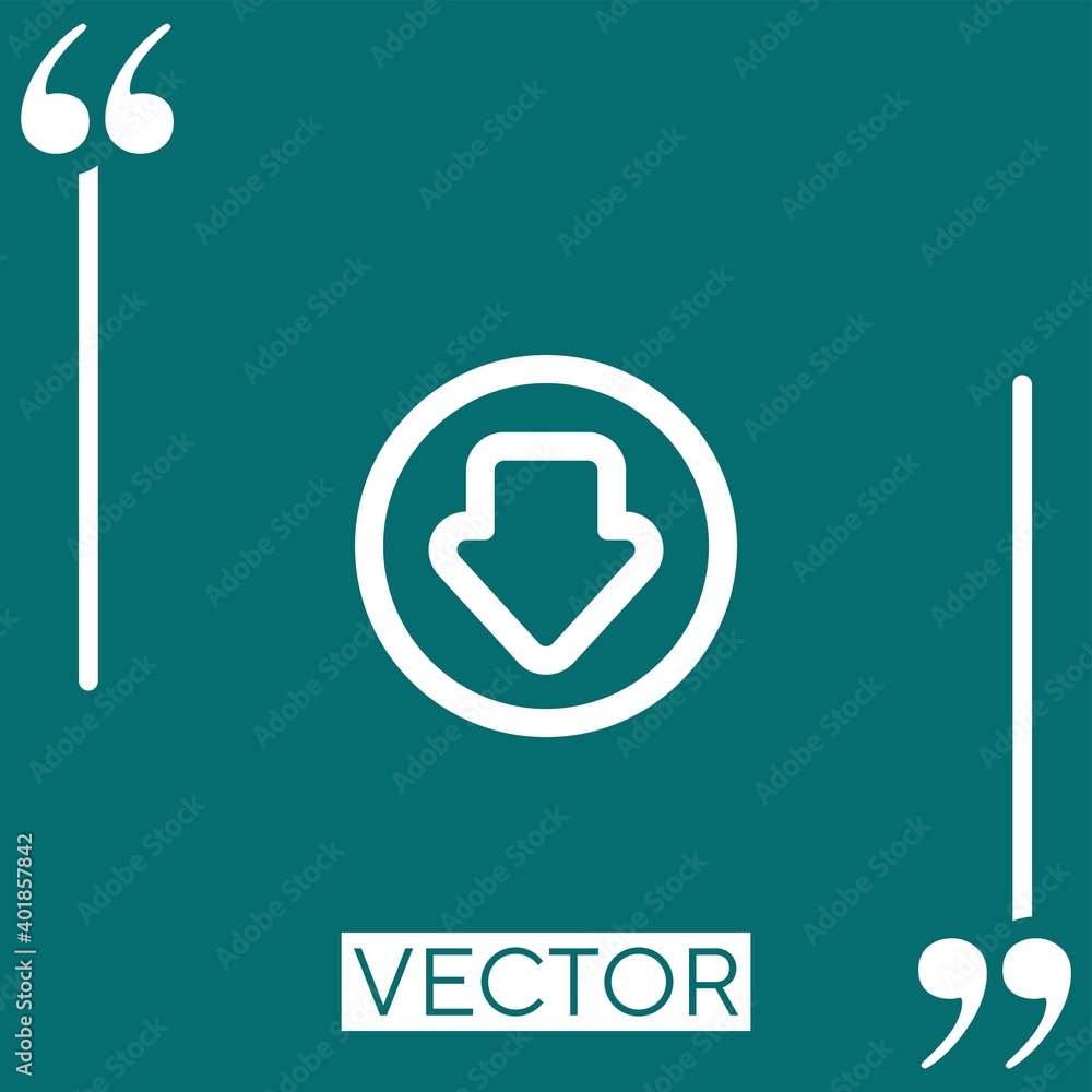 Poster down arrow in circular outlined button linear icon. editable stroke line