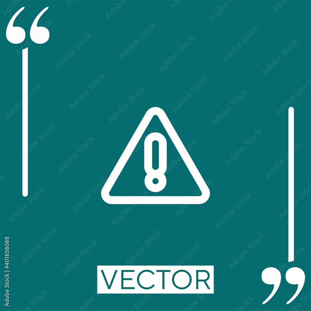 Poster exclamation in triangular outlined signal linear icon. editable stroke line