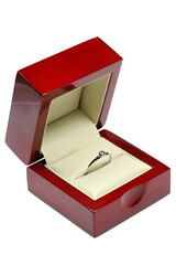 white gold ring with 0.15 ct brilliant cut diamond in box