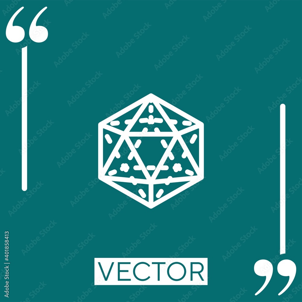 Poster icosahedron vector icon linear icon. editable stroke line