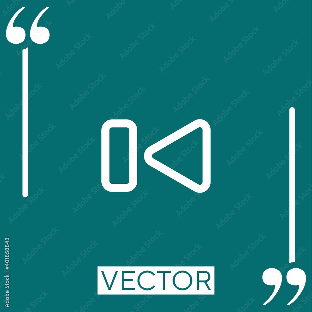 Poster left arrow first track button outline linear icon. editable stroke line