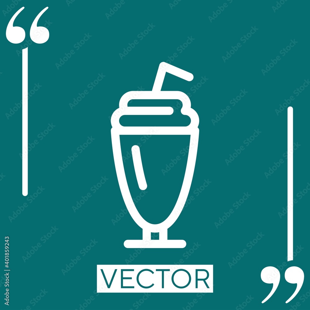 Poster milkshake with straw linear icon. editable stroke line