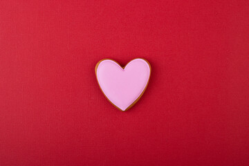 pink heart on red background. background for Valentine's day
