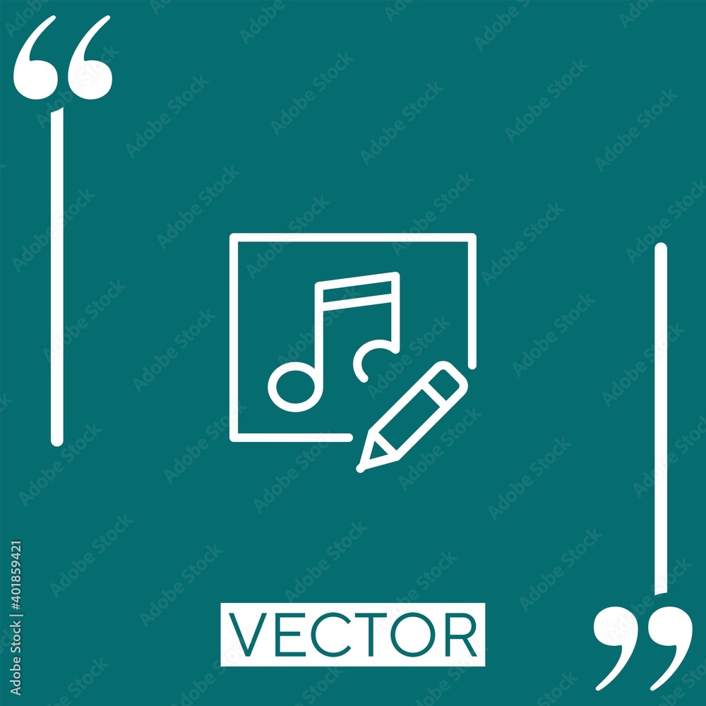 Poster music player vector icon linear icon. editable stroke line