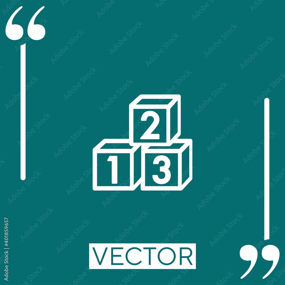 Poster number blocks toys vector icon linear icon. editable stroke line