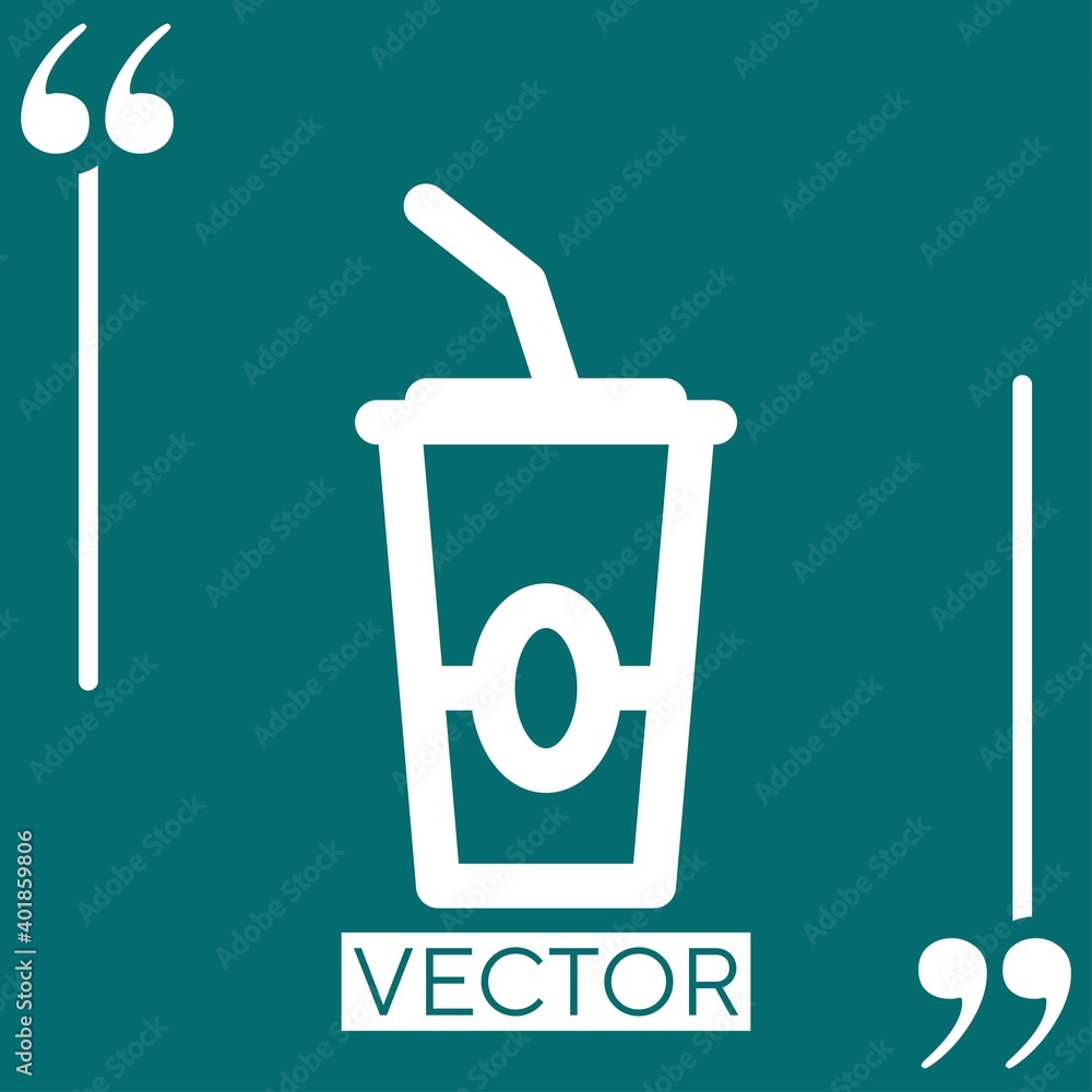 Poster paper cup with a drinking straw vector icon linear icon. editable stroke line