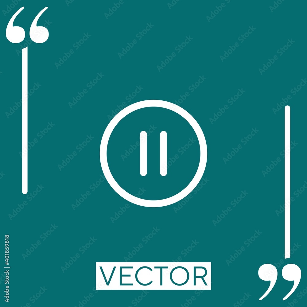 Poster pause circular button vector icon linear icon. editable stroke line