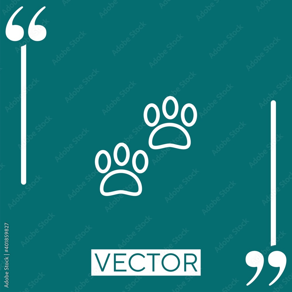 Poster pawprints vector icon linear icon. editable stroke line