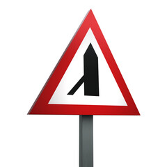 3D Render Road Sign of Traffic merging from left ahead  Isolated on a White Background
