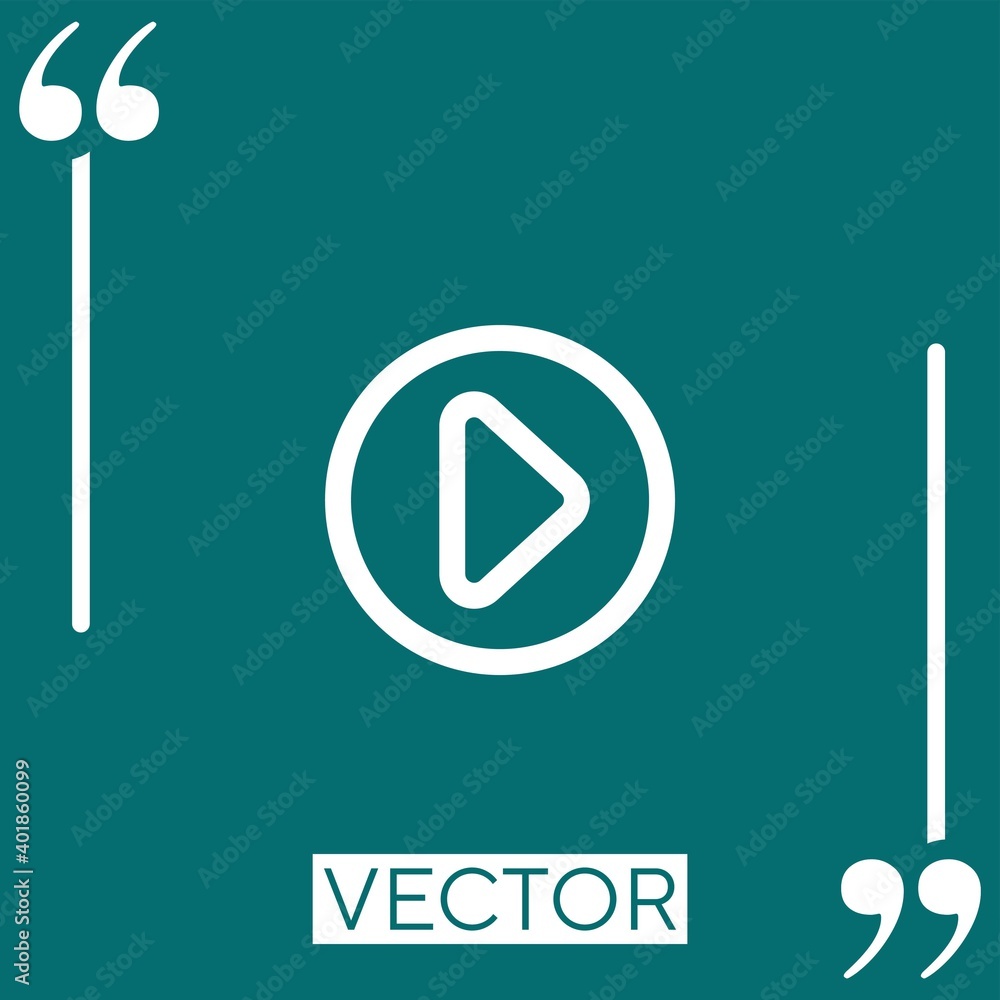 Poster play multimedia outlined button circle linear icon. editable stroke line