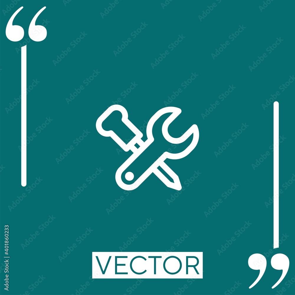 Poster screwdriver and wrench vector icon linear icon. editable stroke line