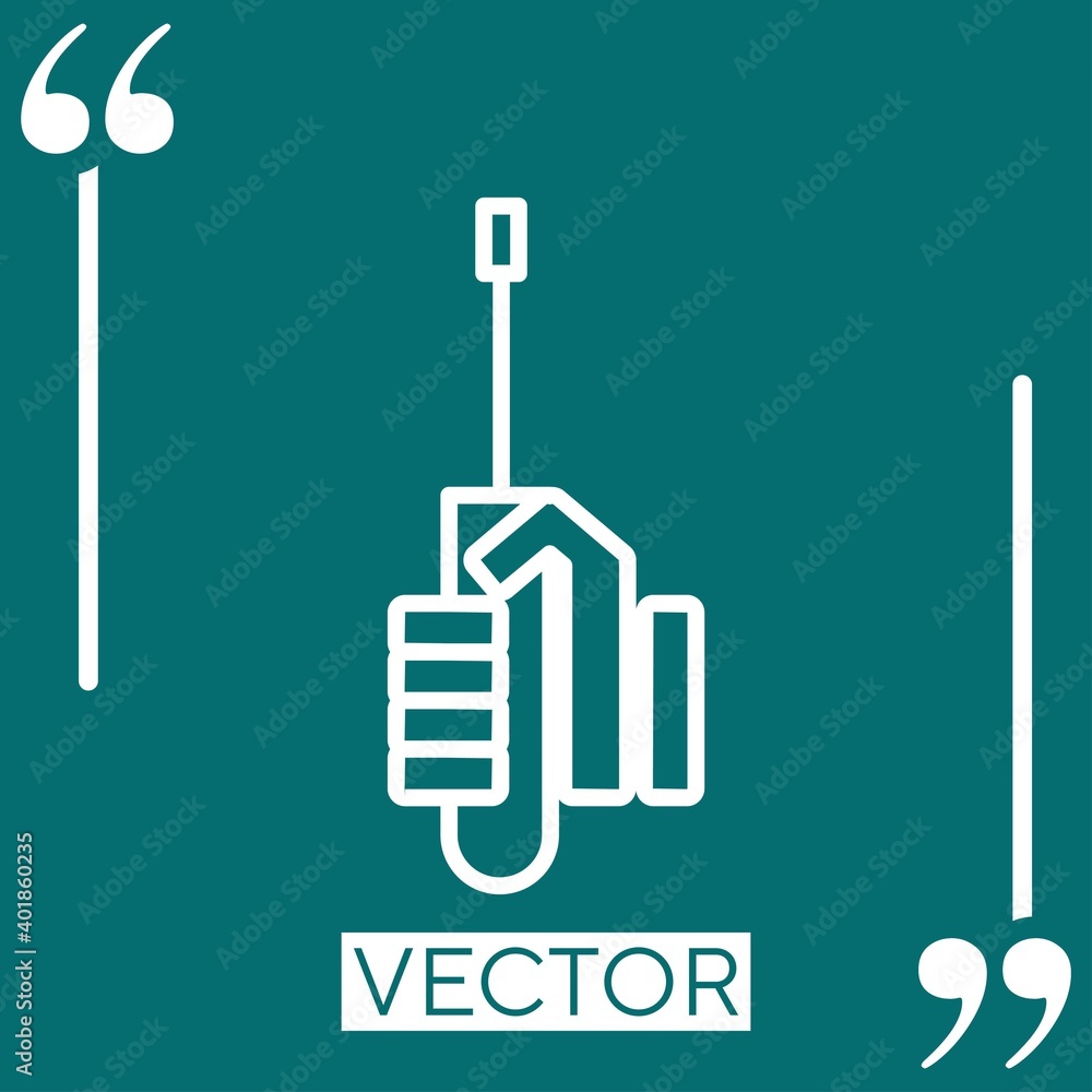 Poster screwdriver in a hand vector icon linear icon. editable stroke line