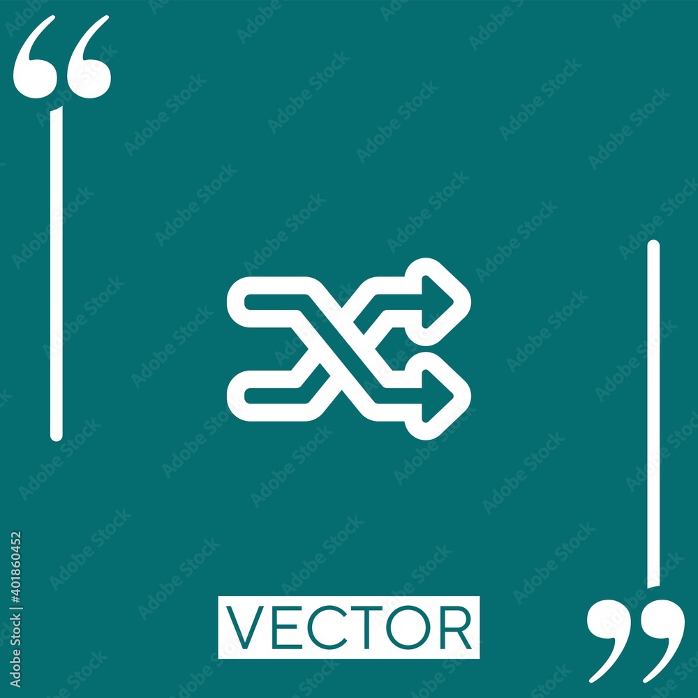 Poster shuffle crossing arrows outline linear icon. editable stroke line