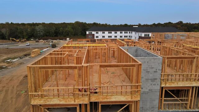 10 august 2020 Sayreville nj USA: Wooden beam house construction home framing interior residential home
