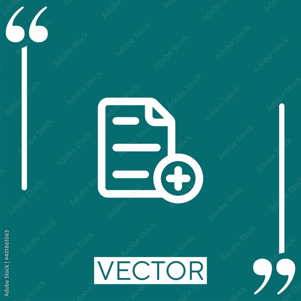 Poster text file add outlined interface button Linear icon. Editable stroke line
