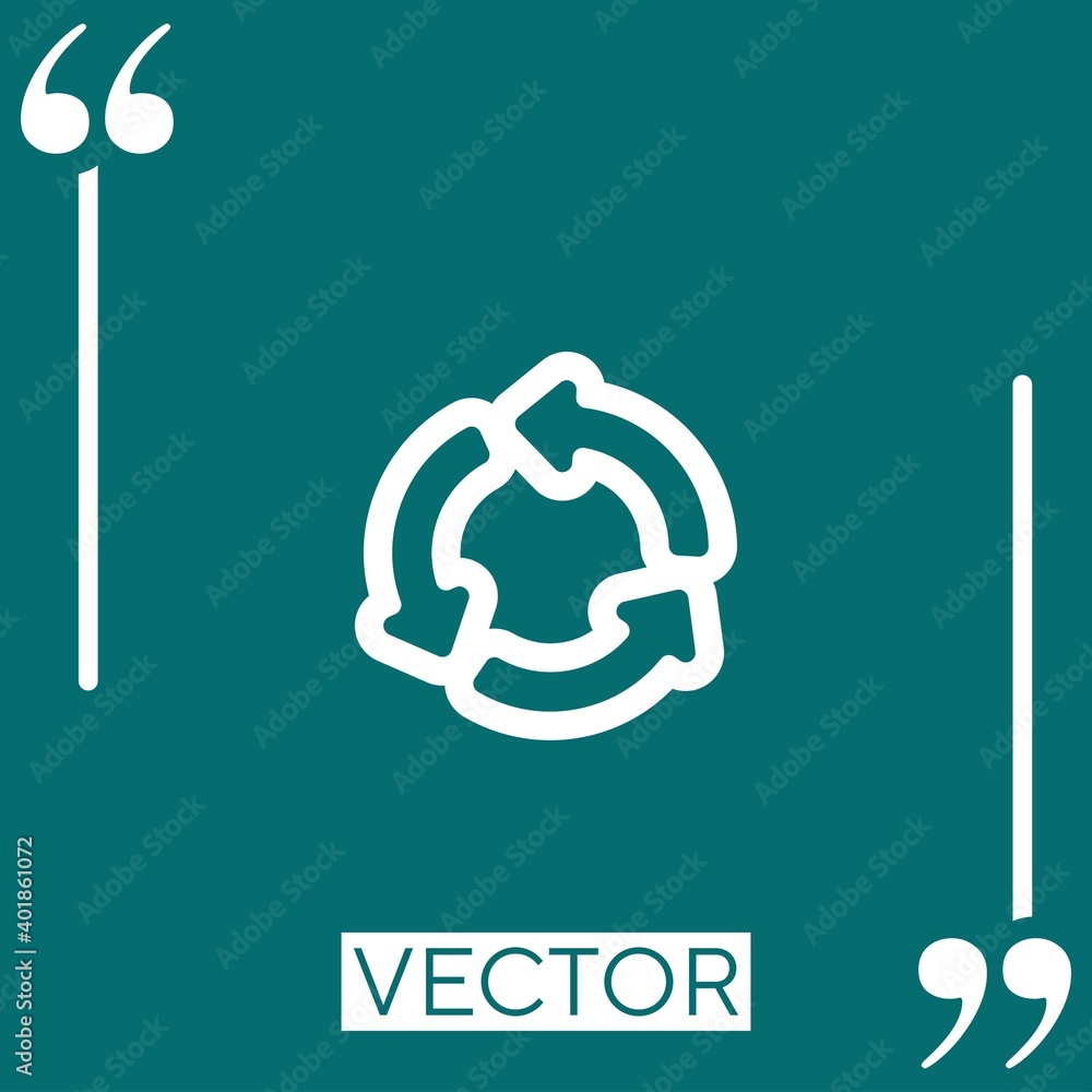 Poster three counterclockwise arrows circle linear icon. editable stroke line