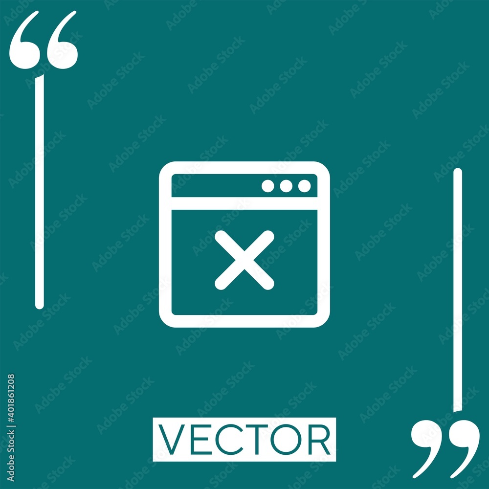 Poster window close button linear icon. editable stroke line