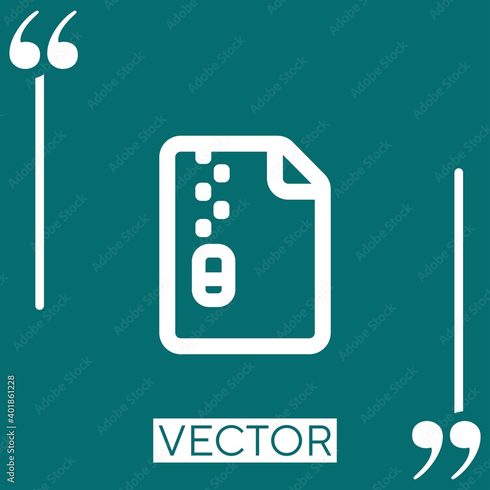 Aufkleber zip file linear icon. editable stroke line