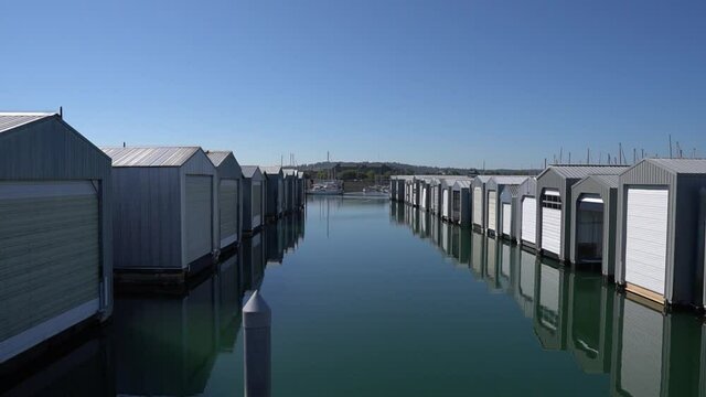 Garage for yachts . The port of Everett Marina, WA, USA