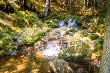 Hochfall Wasserfall im bayerischen Wald Deutschland