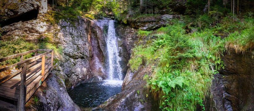Hochfall Wasserfall im bayerischen Wald Deutschland