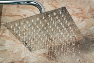 Modern shower closeup at home