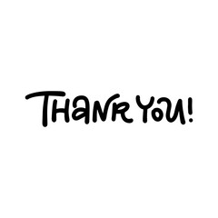 Thank you hand drawn modern lettering words on a white background. isolated vector illustration