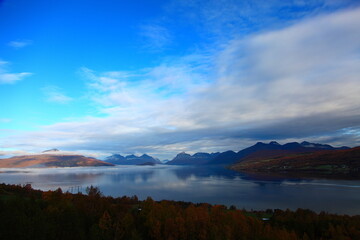 view of the fjord and mountains in northern Norway