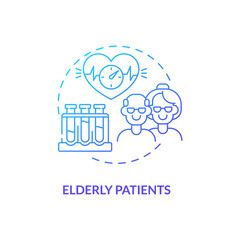 Elderly patients concept icon. Health screening age group idea thin line illustration. Heart disease. Disease and disability prevention. Hearing test. Vector isolated outline RGB color drawing