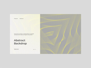 Homepage design with abstract illustration. Linear geometric ornament. Yellow and gray palette of 2021. Creative stylish texture. EPS10 vector.
