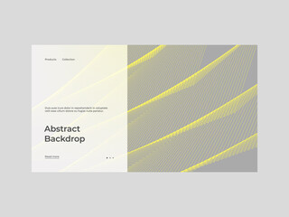 Fototapeta premium Homepage design with abstract illustration. Linear geometric ornament. Yellow and gray palette of 2021. Creative stylish texture. EPS10 vector.