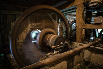 Spinning wheel of old the watermill