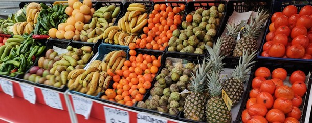 fruit shop where to buy healthy food in a street shop with prices in euros