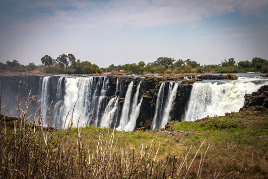 victoria falls during dry season, zimbabwe, waterfall