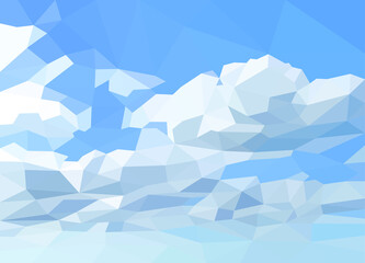 polygonal blue sky and white clouds - 401869814