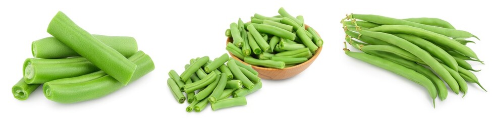 Green beans isolated on a white background with full depth of field. Setor collection